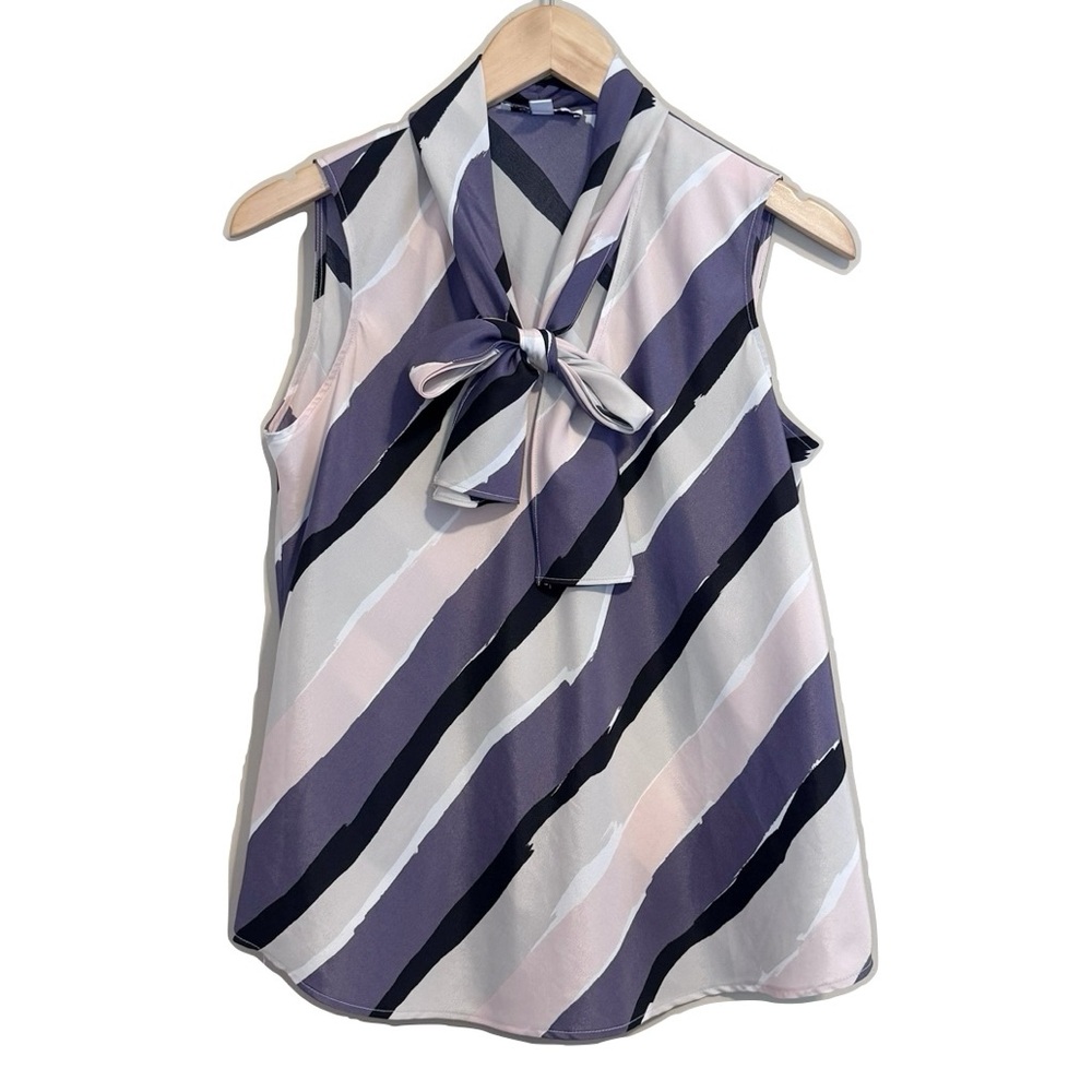 Nine West Blouse 3 for 15 SALE CLEARANCE Striped Bow Purple Pink Taupe Black